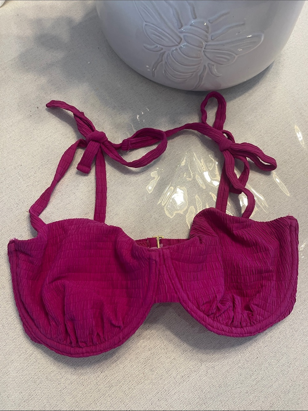 Abercrombie & Fitch Fuchsia Tie-Shoulder Underwire Bralette